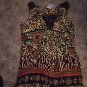 Floral and Animal Print Ladies Dress Large